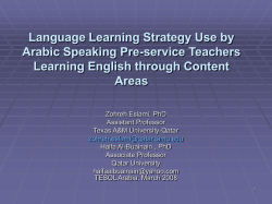 Language Learning Strategy Use by Arabic speaking