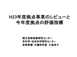 H23年度 拠点事業のレビューと今年度 拠点の評価指標