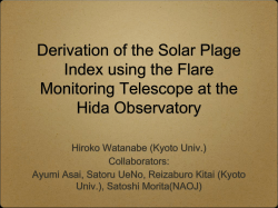 Derivation of the Solar Plage Index using the