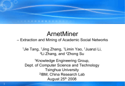 ArnetMiner– Extraction and Mining of Academic