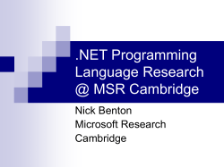 Programming Language Research on .NET @ MSR