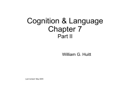 General Psycholog: Cognition & Language (I)