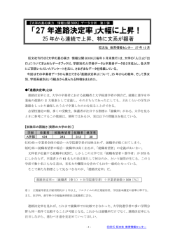 「27 年進路決定率」大幅に上昇！