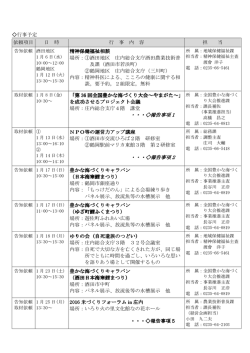 行事予定 依頼項目 日 時 行 事 内 容 担 当 精神保健福祉相談 場所：①