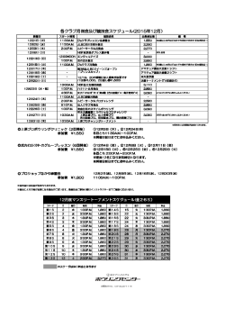 各クラブ月例会及び競技会スケジュール(2015年12月）