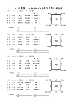 H 27 年度 U－14トレセン大会（2日目） 組合せ