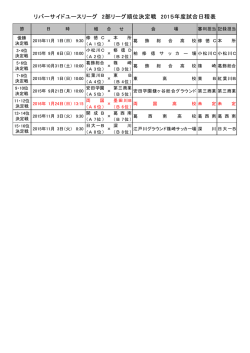 リバーサイドユースリーグ 2部リーグ順位決定戦 2015年度試合日程表