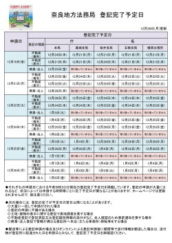 奈良地方法務局 登記完了予定日
