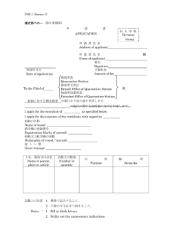 別紙1(Annex 1) 様式第八の一（第九条関係） 申 請 書 APPLICATION