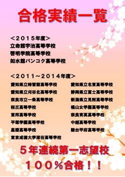 ＜2015年度＞ 立命館宇治高等学校 啓明学院高等学校 如水館バンコク