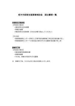 栃木市経営支援事業補助金 提出書類一覧