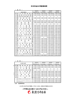 年末年始のATM営業時間 ご不明な点は窓口へおたずねください。