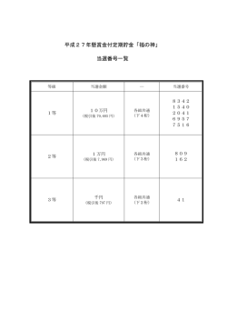 H27年懸賞金付き福の神当選番号のご案内