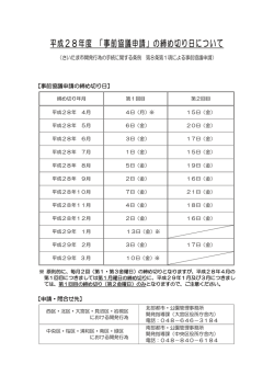 平成28年度 「事前協議申請」の締め切り日について