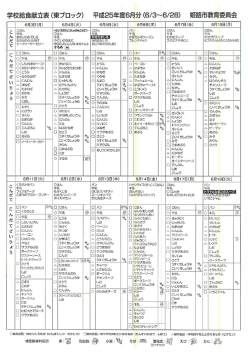 学校給食献立表(東ブロック) 平成25年度6月分 (6/3~6/28) 姫路市教育