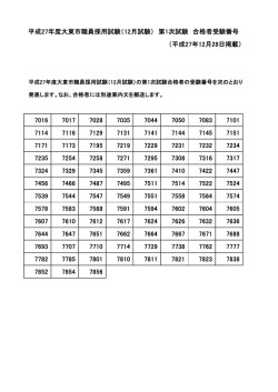 平成27年度大東市職員採用試験（12月試験）の第1次試験合格者の受験