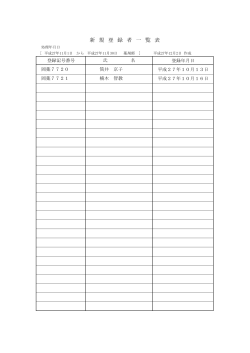 新 規 登 録 者 一 覧 表