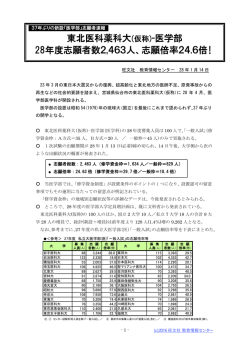 東北医科薬科大－医学部 志願倍率24.6倍！｜旺文社教育情報センター