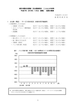 家計消費状況調査（支出関連項目：二人以上の世帯） 平成27年（2015年