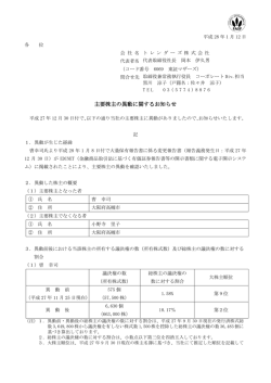主要株主の異動に関するお知らせ