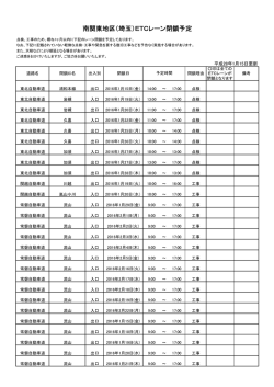 南関東地区（埼玉）ETCレーン閉鎖予定