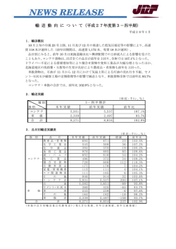 輸 送 動 向 に つ い て（平成27年度第3－四半期）