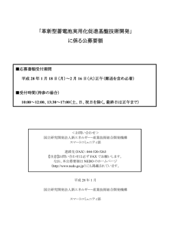 「革新型蓄電池実用化促進基盤技術開発」 に係る公募要領