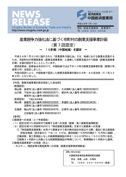 産業競争力強化法に基づく市町村の創業支援事業