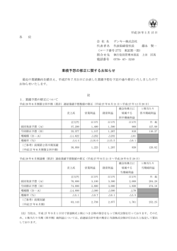 業績予想の修正に関するお知らせ