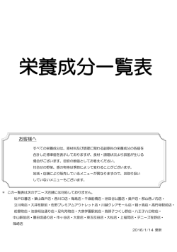 栄養成分一覧表