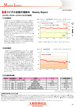 カナダの金融市場動向 Weekly Report