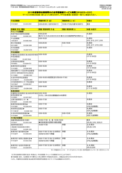 2015年度春季休業期間中の全学図書館サービス時間