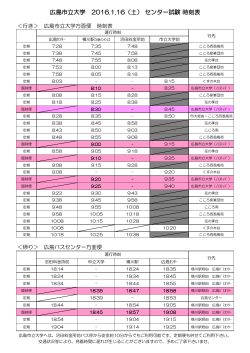 1月16日(土)の時刻表