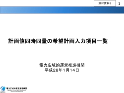 計画値同時同量の希望計画入力項目一覧