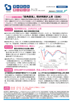 「街角景気」、現状判断が上昇（日本）
