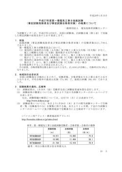 平成27年度第一種電気工事士技能試験結果発表について