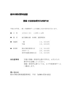 栃木市軟式野球連盟 登録・大会参加受付のお知らせ - Hi-HO