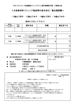 ＜大会参加料(ジュニア基金寄付金を含む）振込確認書＞