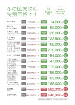 冬の医療脱毛 特別価格です