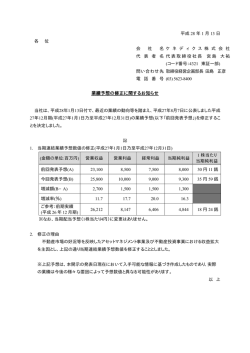 業績予想の修正に関するお知らせ