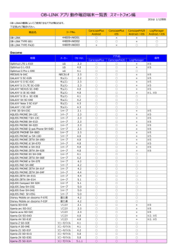 OB-LINK アプリ 動作確認端末一覧表 スマートフォン編
