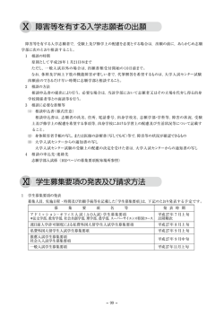学生募集要項の発表及び請求方法