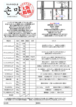 メニュー価格表 - キムチのそんま
