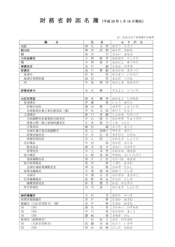 財 務 省 幹 部 名 簿