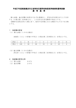 平成27年度実施横浜市立盲特別支援学校教員採用候補者選考試験 選