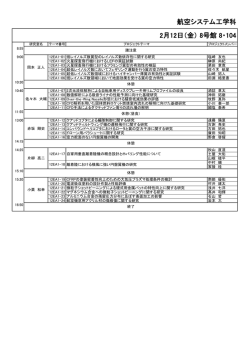 航空システム工学科 2月12日（金） 8号館 8・104