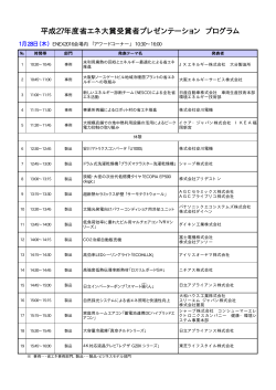 平成27年度省エネ大賞受賞者プレゼンテーション プログラム