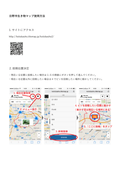日野市生き物マップ使用方法 1. サイトにアクセス 2. 投稿位置決定