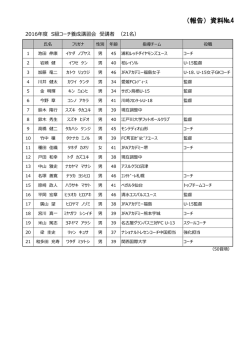 （報告）資料№4 2016年度 S級コーチ養成講習会 受講者 （21名）