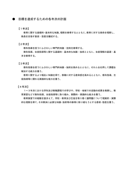 目標を達成するための各年次の計画
